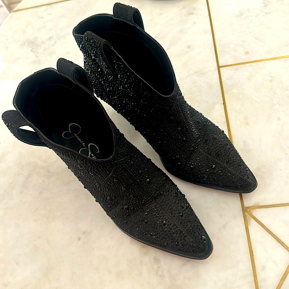 Jessica Simpson black rhinestone cowboy boots